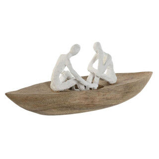 Deko-Figur Home ESPRIT Weiß natürlich Schiff Mediterraner 42 x 14 x 16 cm