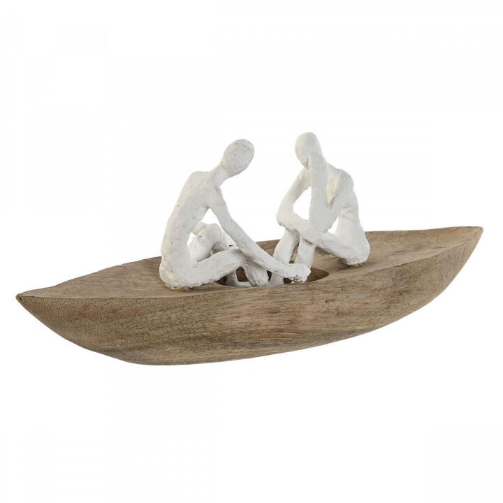 Statua Decorativa Home ESPRIT Bianco Naturale Barca Mediterraneo 42 x 14 x 16 cm
