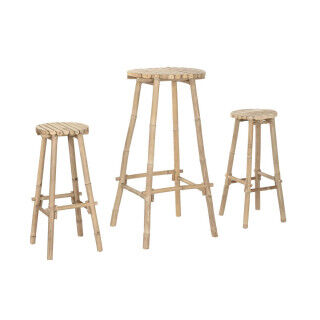 Table set with 2 chairs Home ESPRIT Bamboo 50 x 50 x 105 cm