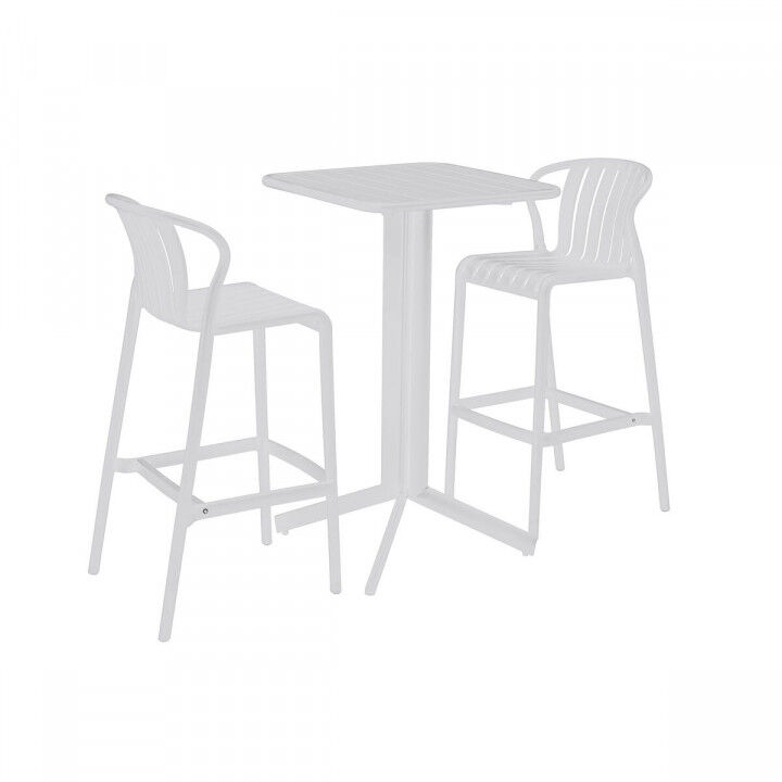 Conjunto de Mesa con 2 Sillas Home ESPRIT Blanco Metal Polipropileno 60 x 60 x 102 cm