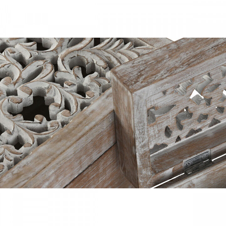 Boîte à bijoux Home ESPRIT Blanc Naturel Bois de manguier (2 Pièces)