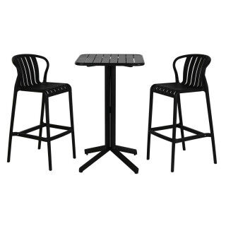 Tisch-Set mit 2 Stühlen Home ESPRIT Schwarz Metall Polypropylen 60 x 60 x 102 cm
