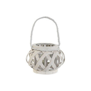 Portacandele Home ESPRIT Bianco Legno Cristallo 18 x 18 x 13 cm