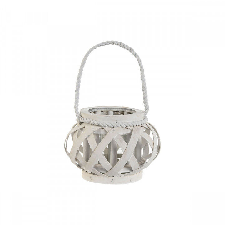 Bougeoir Home ESPRIT Blanc Bois Verre 18 x 18 x 13 cm