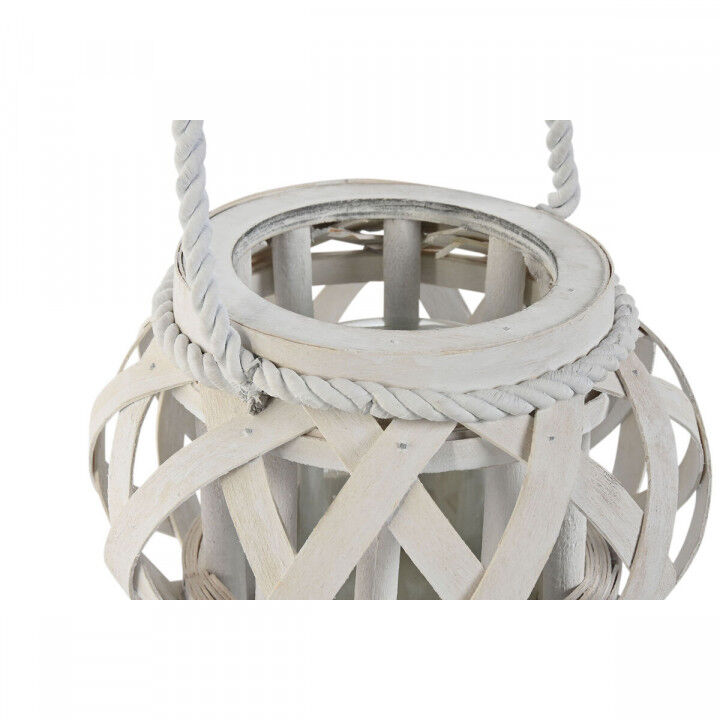 Kaarshouder Home ESPRIT Wit Hout Kristal 18 x 18 x 13 cm