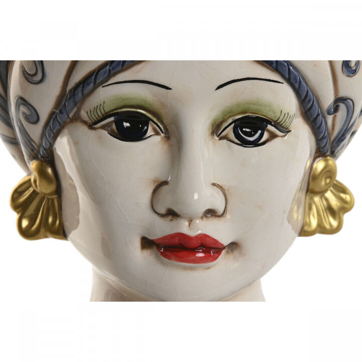 Cache-pot Home ESPRIT Bleu Blanc Doré Porcelaine 15 x 15 x 26 cm (2 Unités)