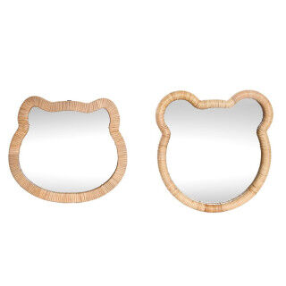 Specchio da parete Home ESPRIT Naturale 40 x 3 x 42 cm 40 x 3 x 43 cm (2 Unità)