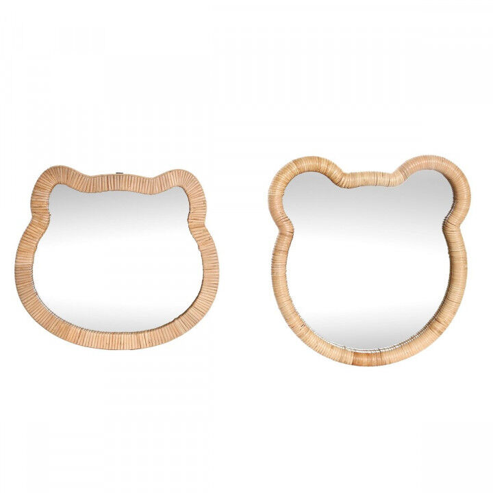 Specchio da parete Home ESPRIT Naturale 40 x 3 x 42 cm 40 x 3 x 43 cm (2 Unità)