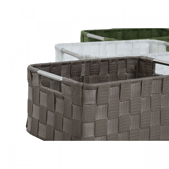 Basket set Home ESPRIT Green Grey Cream Metal polypropylene 38 x 28 x 17 cm 3 Pieces (3 Units)