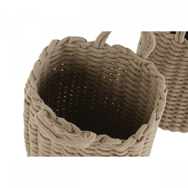 Basket spelset Home ESPRIT Wit Beige Touw 30 x 30 x 43 cm 2 Onderdelen (2 Stuks)
