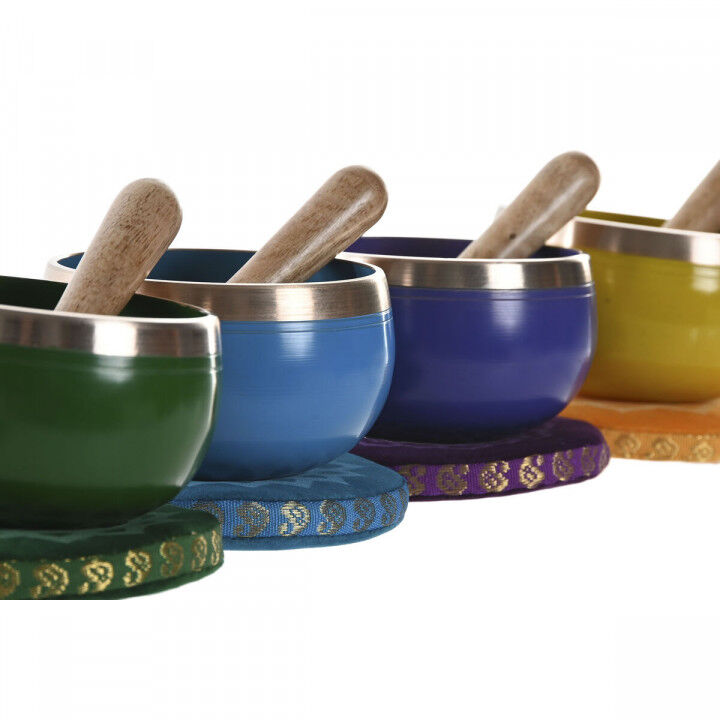 Set Regalo Home ESPRIT Giallo Azzurro Verde Rosa 12 x 12 x 7 cm (4 Unità)