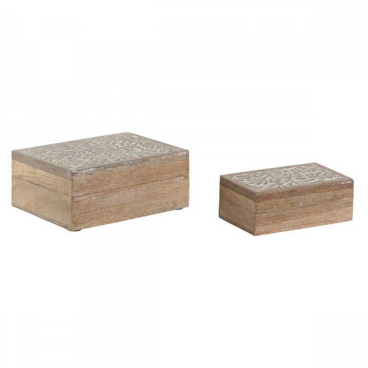 Jewelry box Home ESPRIT White Natural Mango wood (2 Pieces)