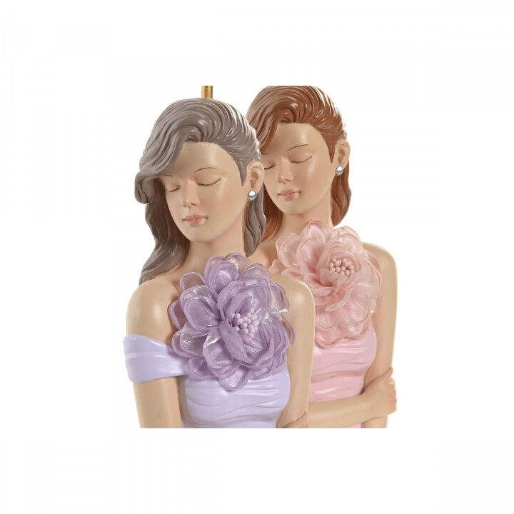 Portagioie Verticale Home ESPRIT Rosa Lilla Resina 12,5 X 6 X 33 CM (2 Unità)