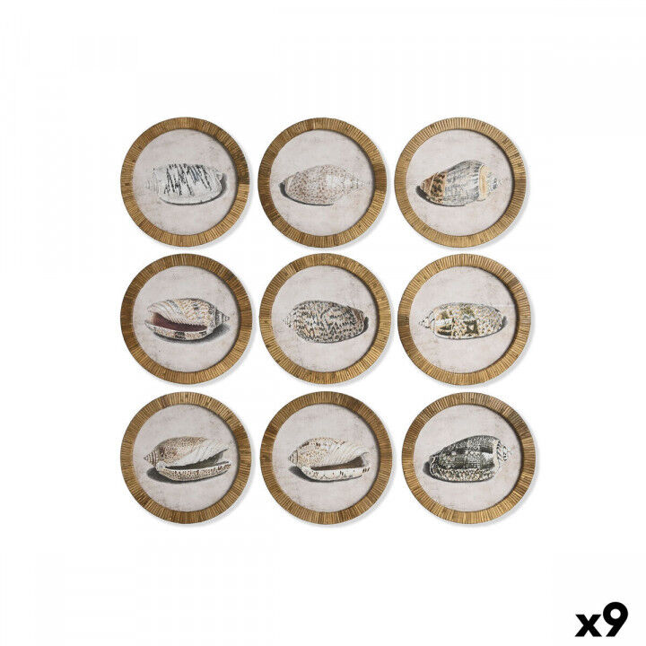 Cuadro Home ESPRIT Cristal Ratán 30 x 2 x 30 cm (9 Unidades)