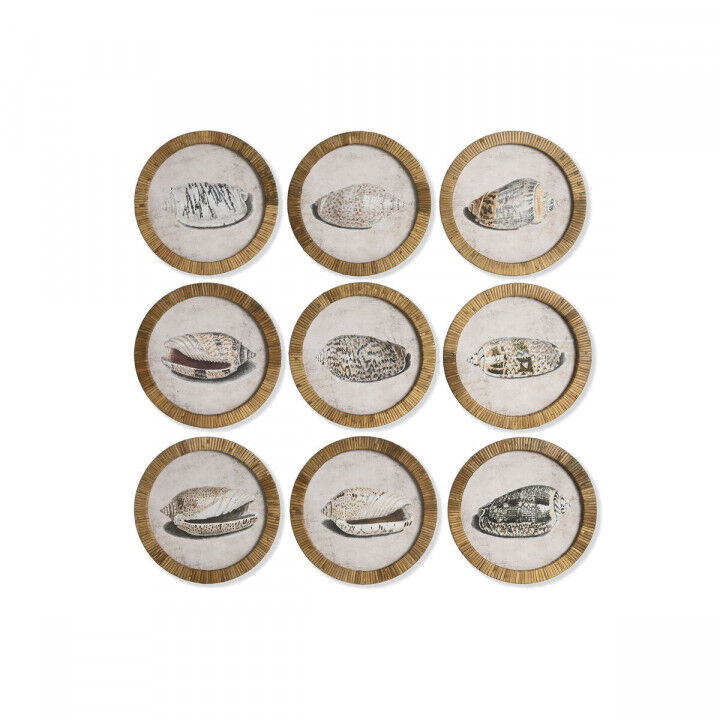 Cadre Home ESPRIT Verre Rotin 30 x 2 x 30 cm (9 Unités)