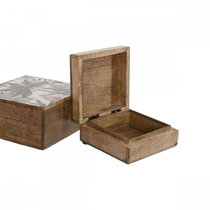 Caja-Joyero Home ESPRIT Verde Naranja Madera de mango 18 x 18 x 9 cm (2 Piezas)