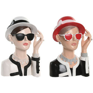 Decorative Figure Home ESPRIT Black Red Lady 17,5 X 14 X 27 CM (2 Units)