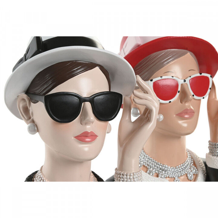 Decoratieve figuren Home ESPRIT Zwart Rood Vrouw 17,5 X 14 X 27 CM (2 Stuks)