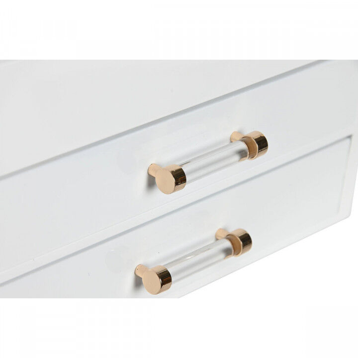 Box-Schmuckkästchen Home ESPRIT Weiß Creme Holz Kristall Holz MDF 23 x 18 x 14 cm