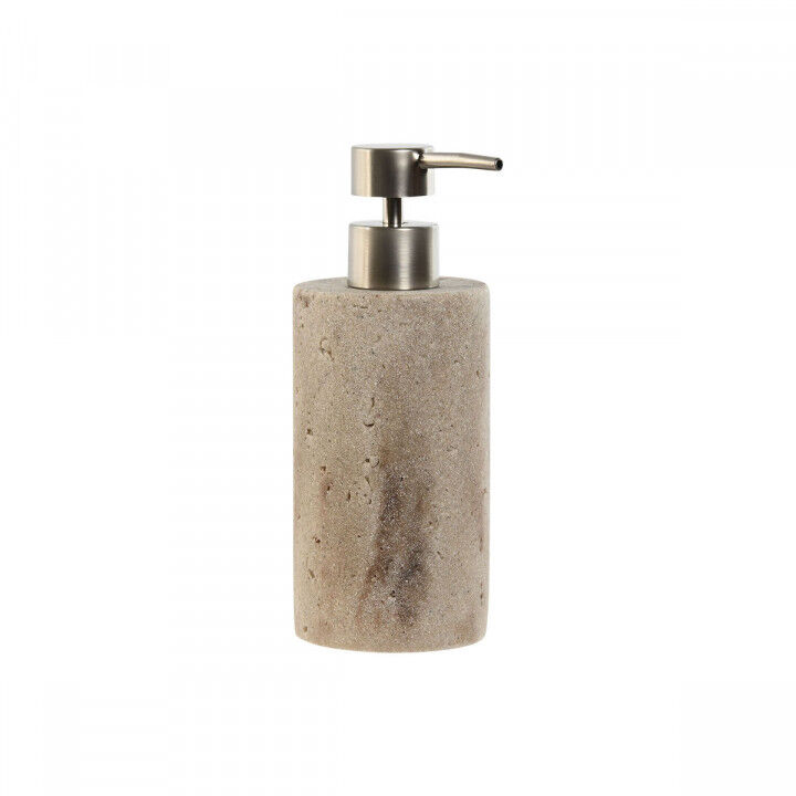 Distributeur de Savon Home ESPRIT Crème Argenté Résine Polyéthylène Marbre 7 x 7 x 17,5 cm