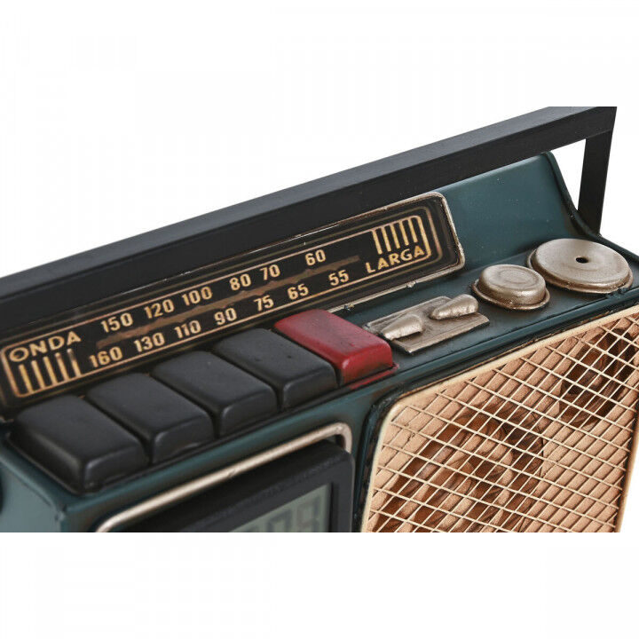Table clock Home ESPRIT Golden Dark green Metal Radio 24 x 8 x 17 cm