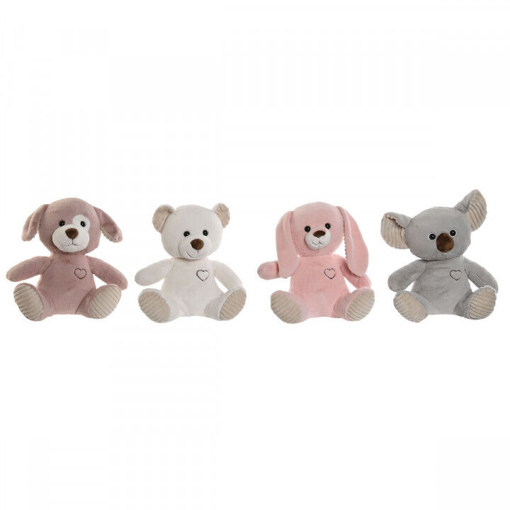 Knuffel Home ESPRIT Wit Bruin Grijs Roze Polyester Dier 25 x 20 x 28 cm (4 Stuks)