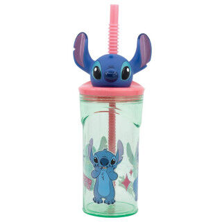 Vaso con Pajita Stitch Flowers 3D 360 ml