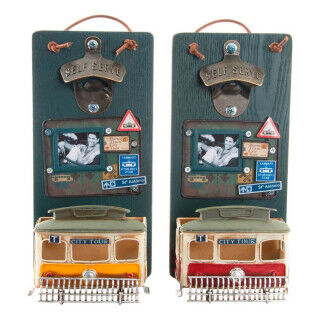 Abrebotellas DKD Home Decor Self Serve Madera Metal (2 pcs) (26 x 12 x 9 cm)