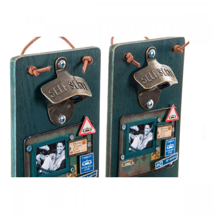 Flesopener DKD Home Decor Self Serve Hout Metaal (2 pcs) (26 x 12 x 9 cm)
