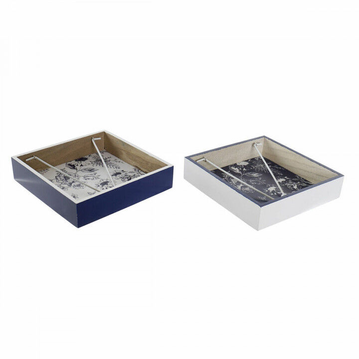 Servethouder DKD Home Decor Metaal Wit Marineblauw Hout MDF (2 pcs)