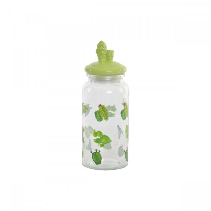 Barattolo DKD Home Decor Ceramica Cristallo Cactus PE Boho (1400 ml) (10,5 x 28 cm)