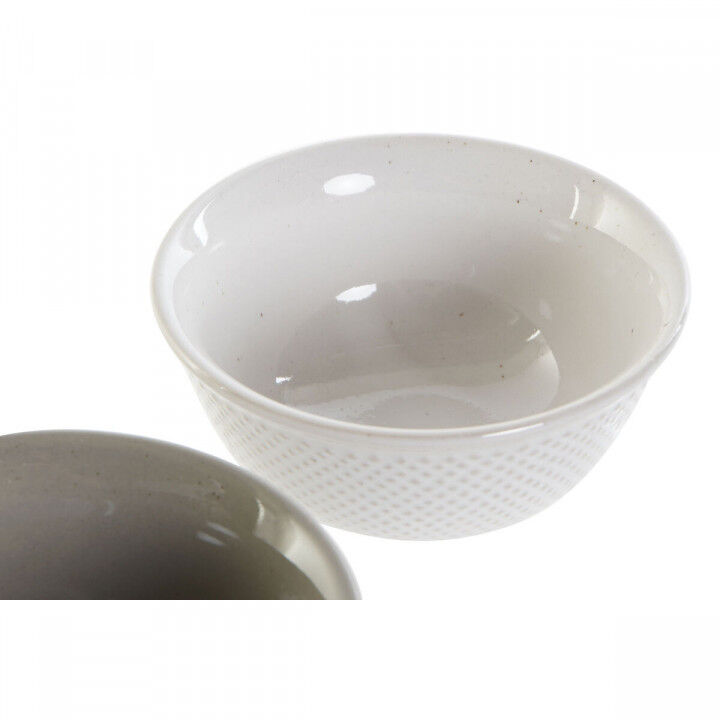 Kom DKD Home Decor Wit Grijs Porselein Vintage 12,5 x 12,5 x 6,5 cm 2 Onderdelen