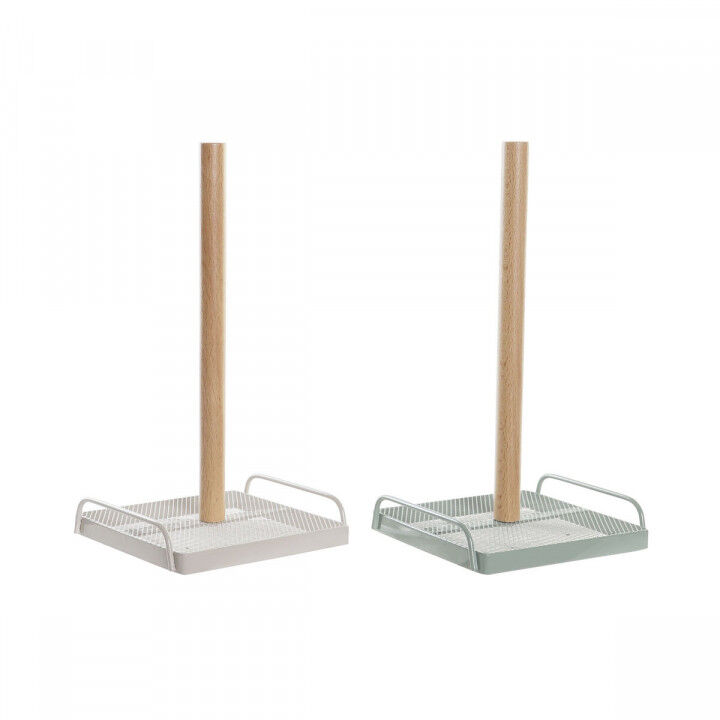 Portarrollo de Papel de Cocina DKD Home Decor Beige Metal Menta Pino (16 x 15 x 29,5 cm) (2 Unidades)