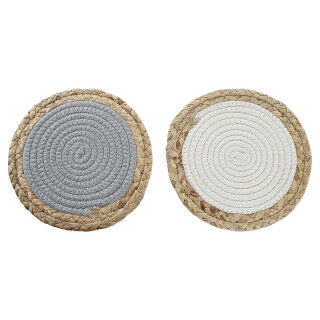 Placemat DKD Home Decor Individueel Katoen Vezel (20 x 20 x 1 cm) (2 Stuks)