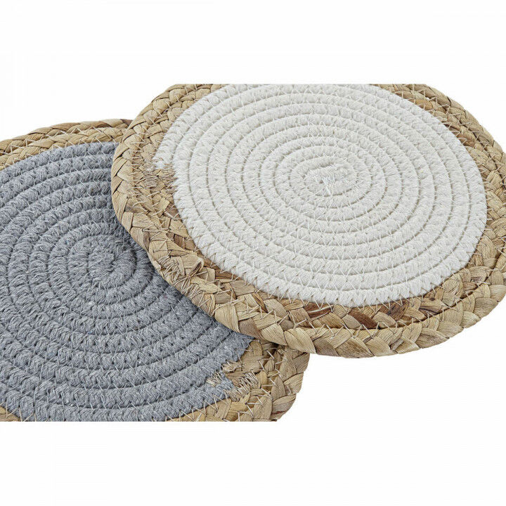Dessous de plat DKD Home Decor Individuel Coton Fibre (20 x 20 x 1 cm) (2 Unités)
