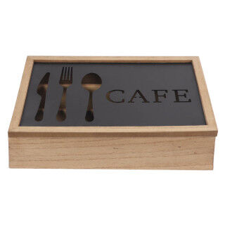 Besteckkasten DKD Home Decor Braun Schwarz Metall Holz MDF Vintage 25 x 18 x 6 cm