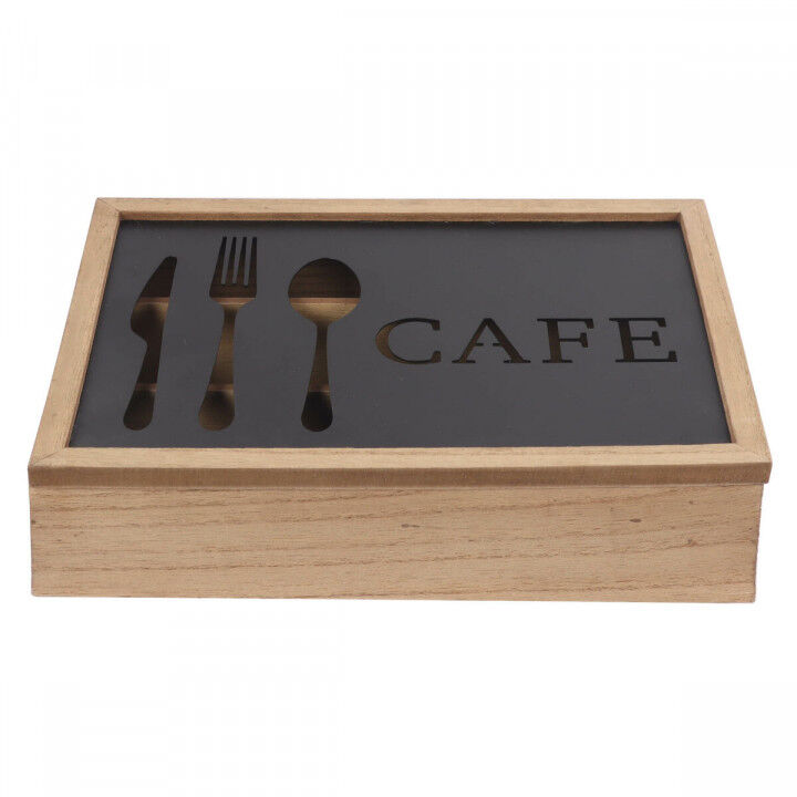 Bestekorganizer DKD Home Decor Bruin Zwart Metaal Hout MDF Vintage 25 x 18 x 6 cm