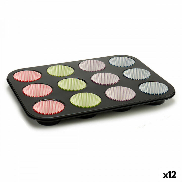 Muffinform Kinvara Blau Schwarz Rot grün Lila Bunt 7 x 7 x 3 cm 35 x 3 x 26,5 cm Ofenpfanne (12 Stück)