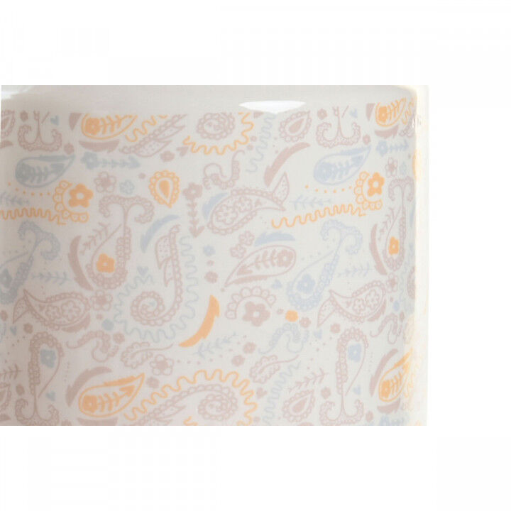 Bote DKD Home Decor 15 x 15 x 21 cm Blanco Amarillo Dolomita Shabby Chic