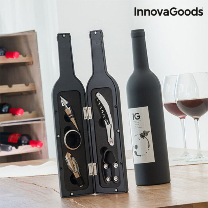 Estuche de Vino Botella InnovaGoods Negro Metal Acero Inoxidable (Reacondicionado B)
