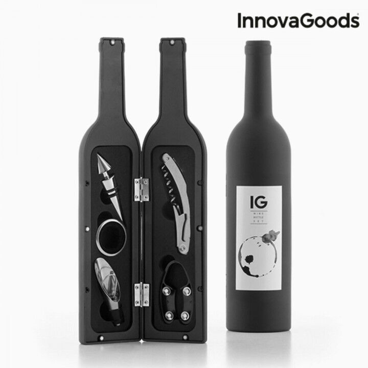 Astuccio a Bottiglia per Utensili Vino InnovaGoods Nero Metallo Acciaio inossidabile (Ricondizionati B)