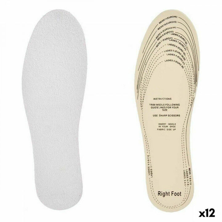Plantillas Sport Blanco Algodón Plástico Látex 9,5 x 29,5 cm 11,5 x 0,5 x 36 cm (12 Unidades)