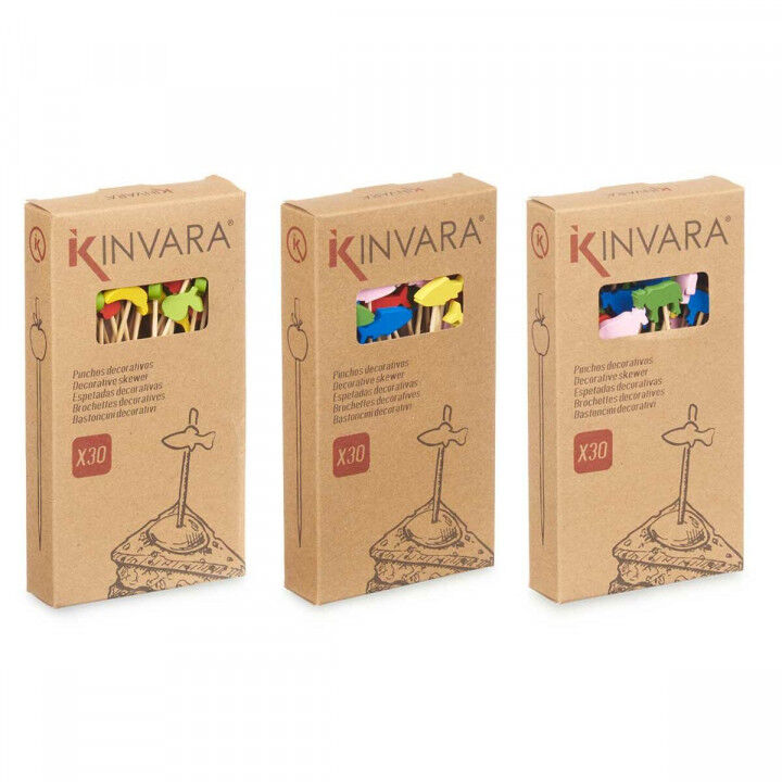 Set de Pinchos para Barbacoa Kinvara Bambú Pincho Decorado (24 Unidades)