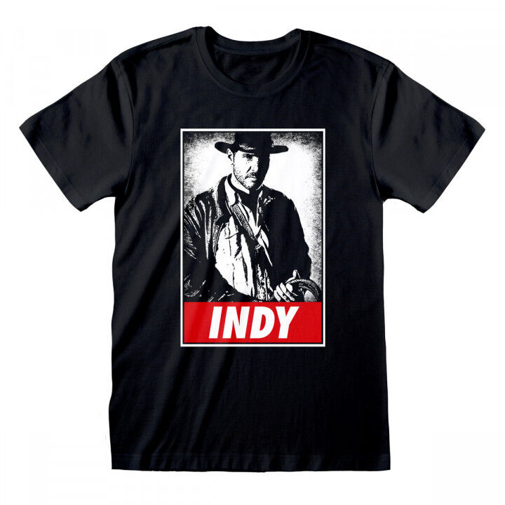 T-Shirt met Korte Mouwen Indiana Jones Indy Zwart Uniseks