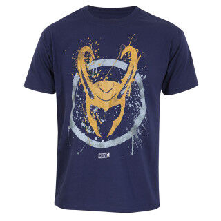 T-Shirt met Korte Mouwen Marvel Splatter Logo Blauw Uniseks