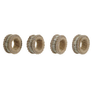 Servetring DKD Home Decor Natuurlijk Jute Hars Aluminium 6 x 3 x 6 cm 4 Onderdelen