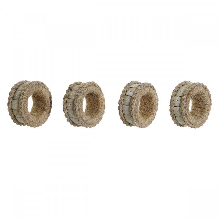 Serviettenring DKD Home Decor natürlich Jute Harz Aluminium 6 x 3 x 6 cm 4 Stücke