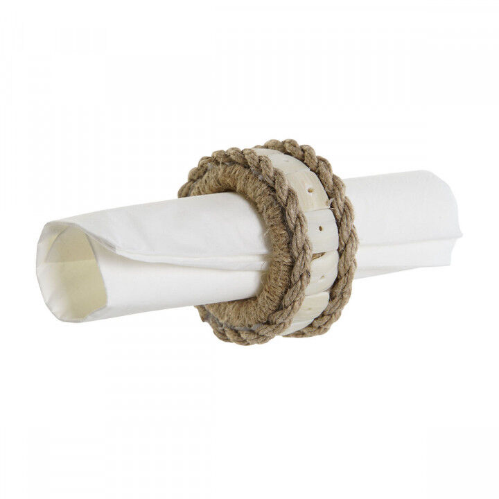 Anillo servilletero DKD Home Decor Natural Yute Resina Aluminio 6 x 3 x 6 cm 4 Piezas