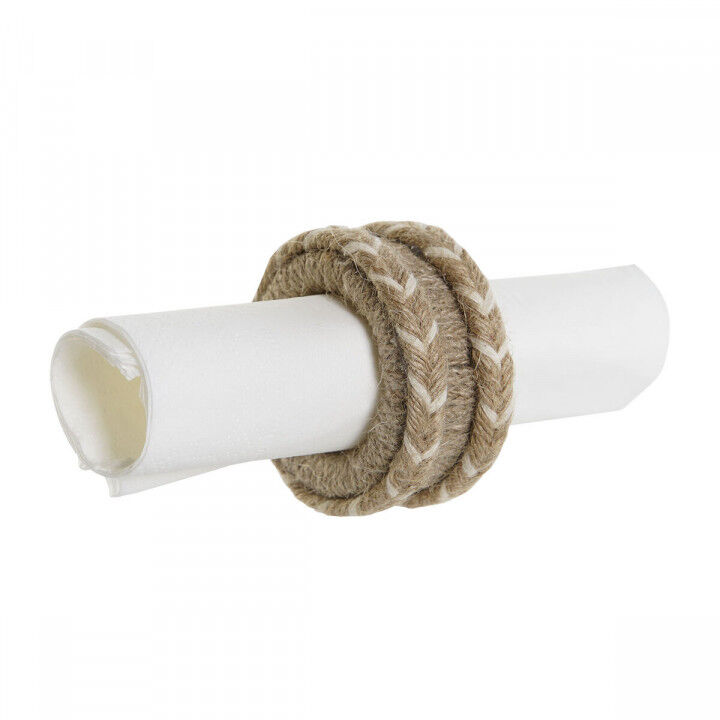 Servetring DKD Home Decor Natuurlijk Jute Mangohout 6 x 3 x 6 cm 4 Onderdelen