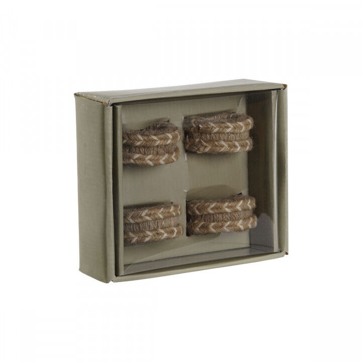 Servetring DKD Home Decor Natuurlijk Jute Mangohout 6 x 3 x 6 cm 4 Onderdelen